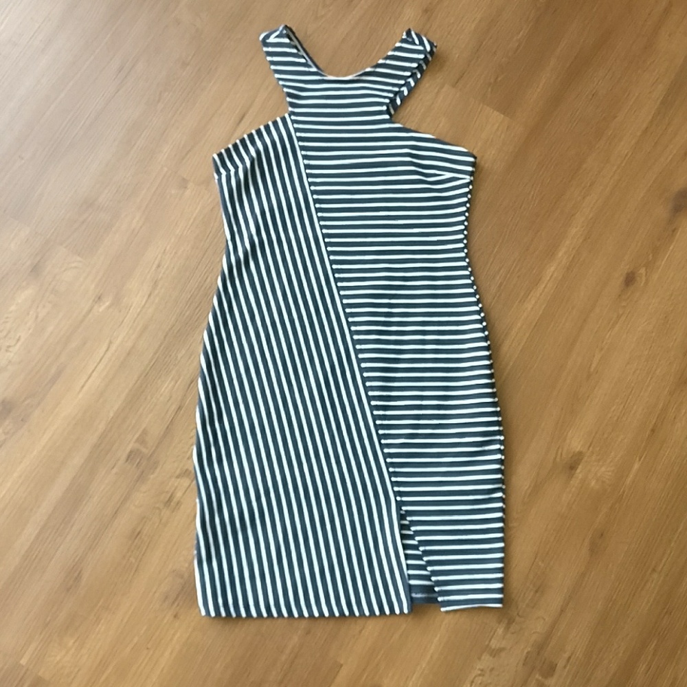 Zara Asymmetrical stripped Mini Dress